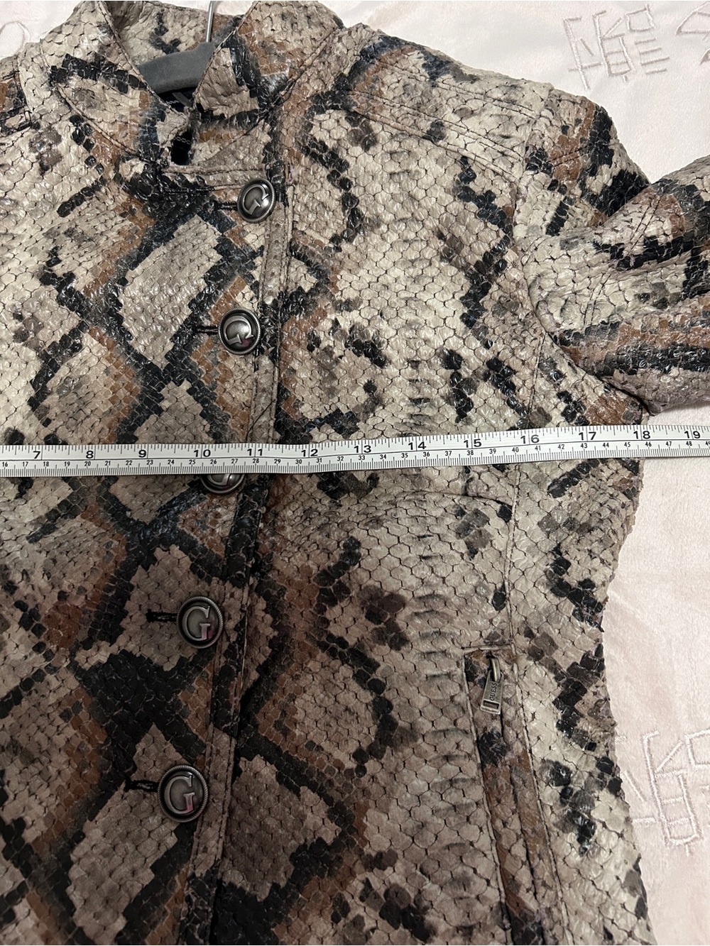 GUESS Melania Python Faux-Leather Jacket- snakeskin pattern - Picture 6 of 10